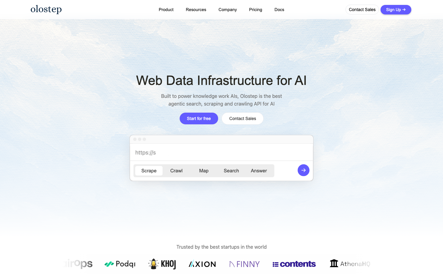 Olostep landing page