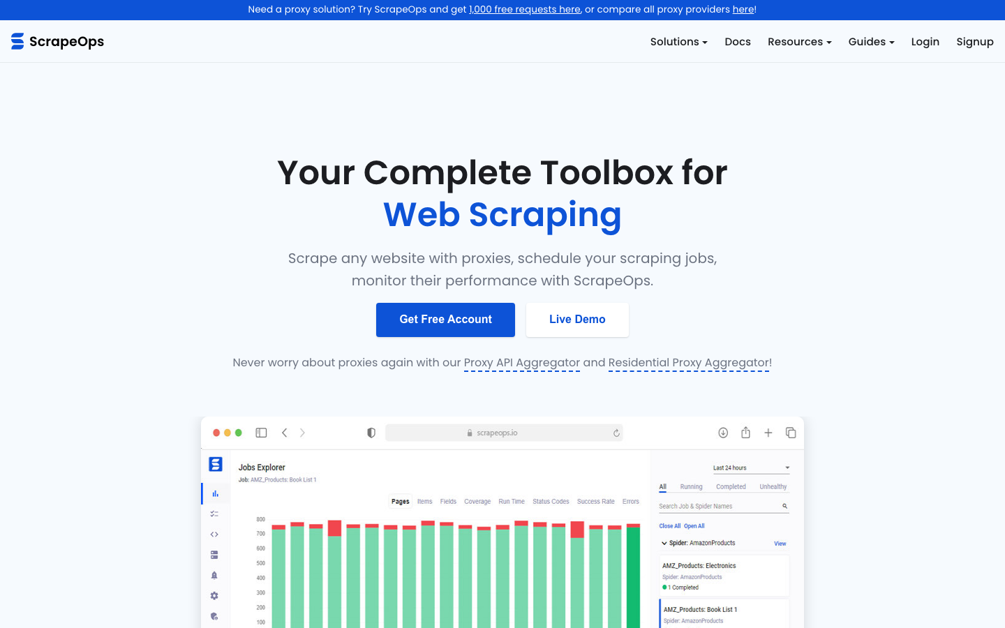 ScrapeOps landing page
