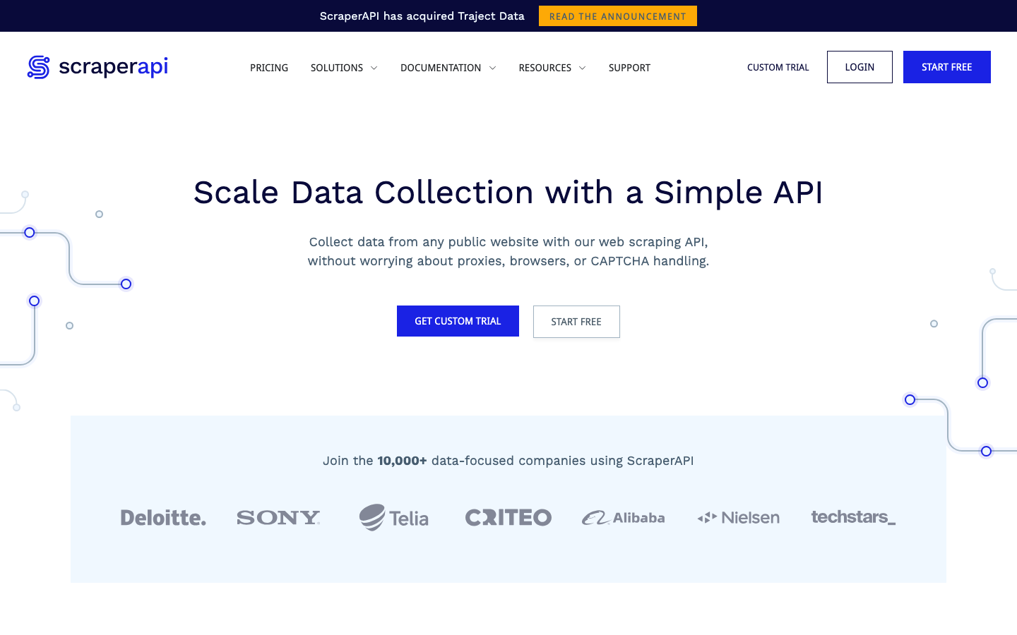 ScraperAPI landing page
