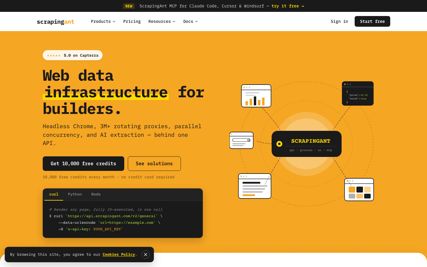 ScrapingAnt landing page