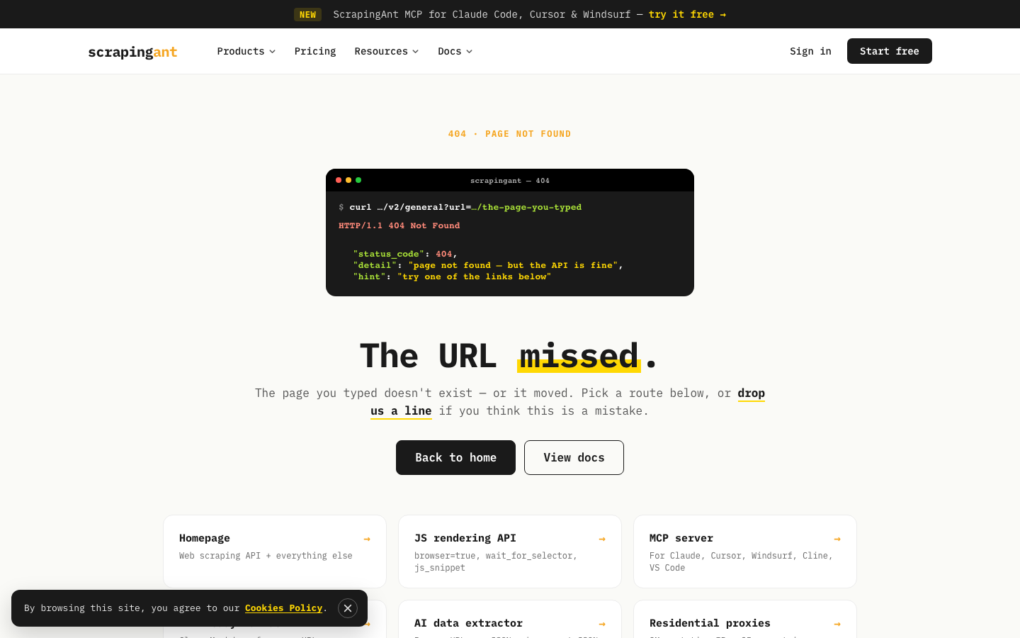 ScrapingAnt pricing page