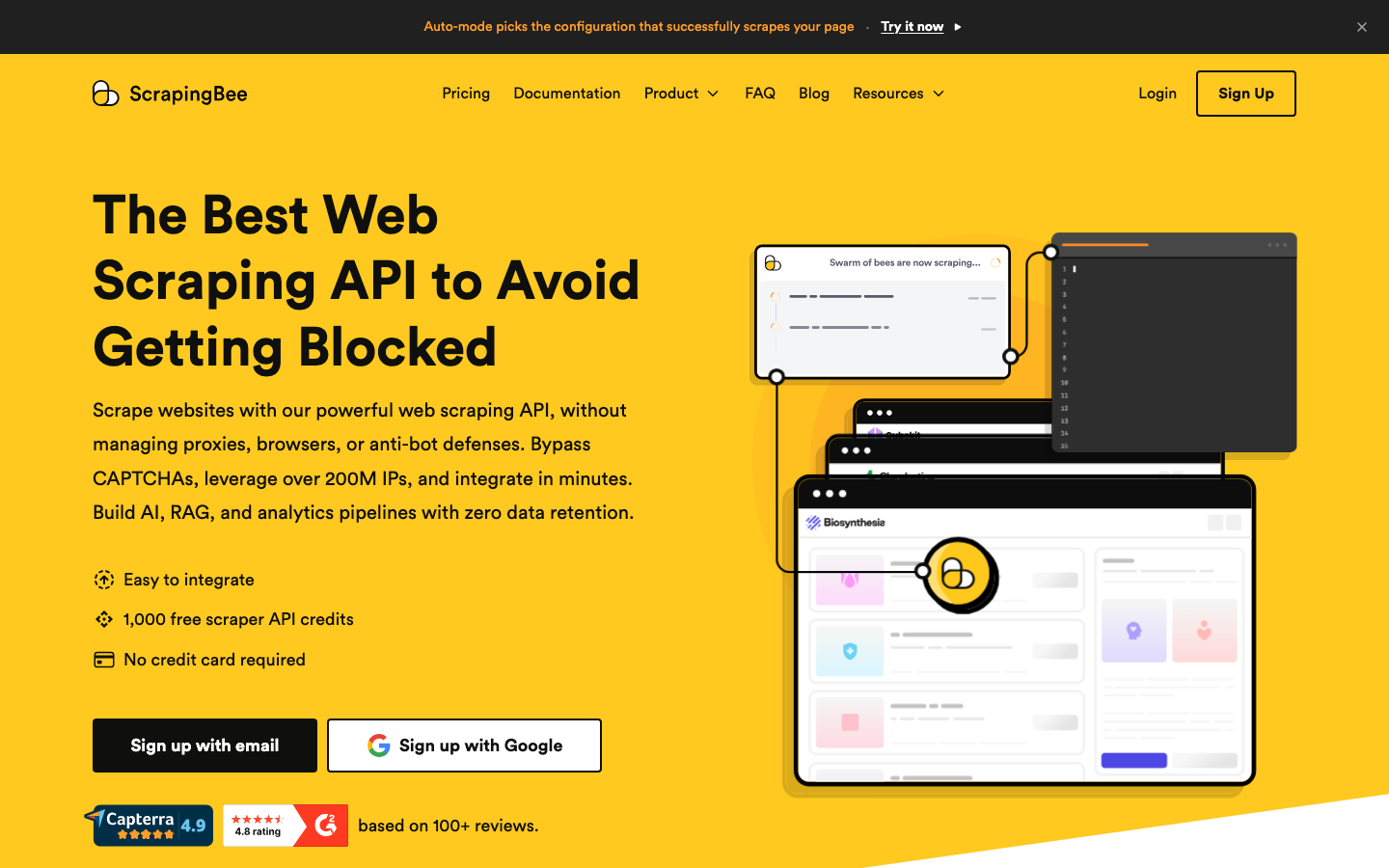 ScrapingBee landing page