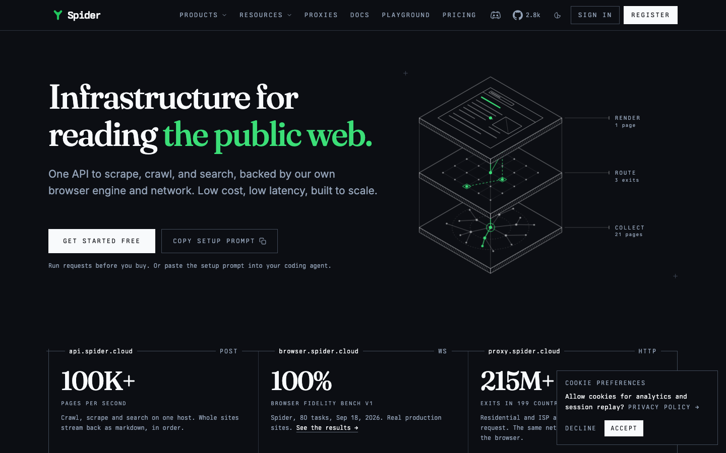 Spider Cloud landing page