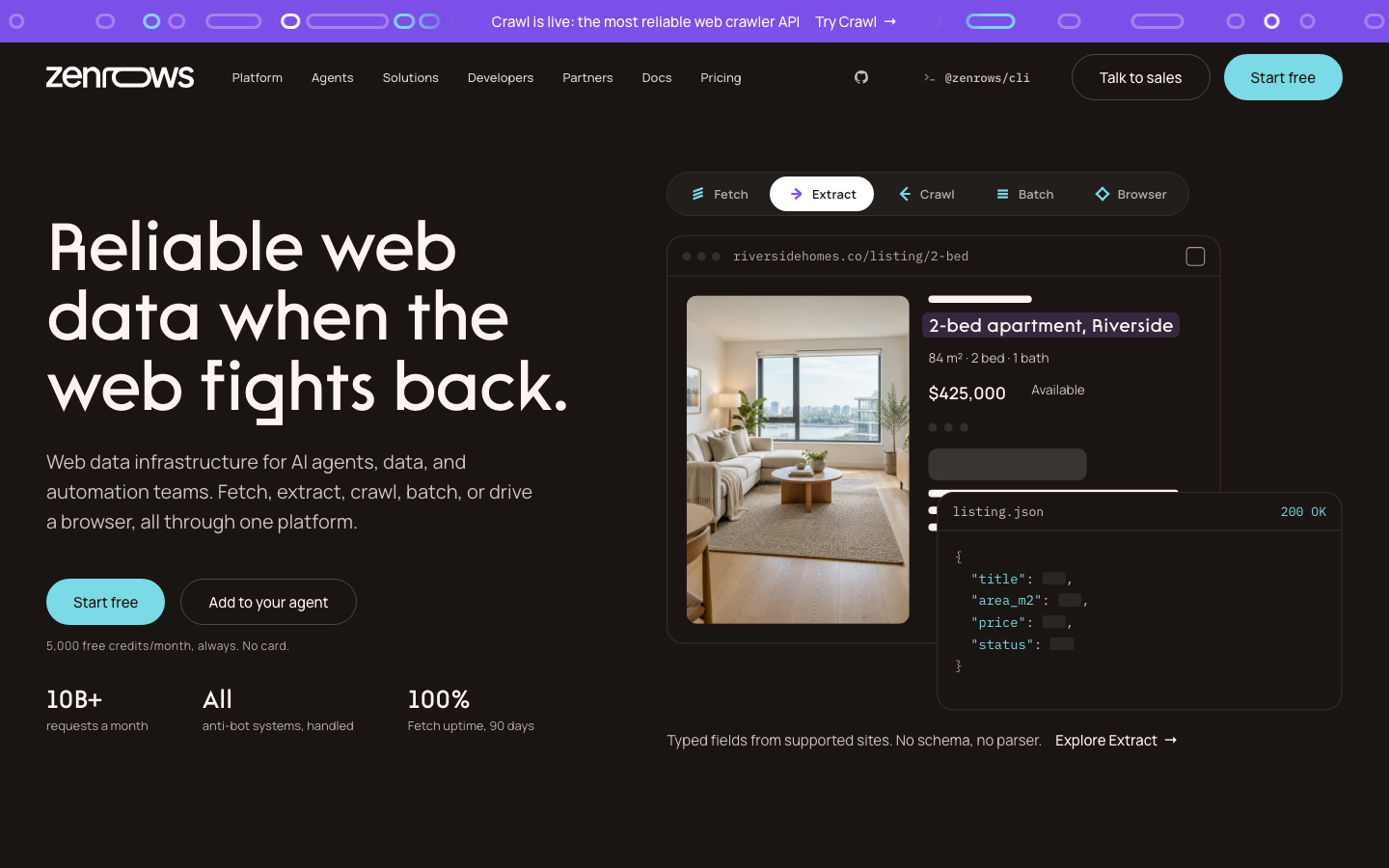 ZenRows landing page